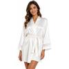 Piccoli Segreti Vestaglia Sposa Tramonte Raso Panna Pizzo Kimono Vestaglia Trucco Corta 5XL