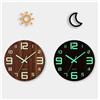 Luminoso orologio da parete 12" legno numeri quadrati - silenzioso e design m...