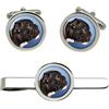 Francese Bulldog Profilo Gemelli E Fermacravatta Set