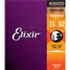 Elixir Corde Chitarra Acustica Elixir 16027 Nanoweb 11-52 Custom Light Professionale