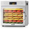 VEVOR Essiccatore per Alimenti 8 Vassoi in Acciaio Inox, Essiccatore Elettrico per Alimenti 400 W Temperatura Regolabile Timer per Carne Secca, Frutta, Verdura, Erbe Aromatiche, Dolcetti per Cani
