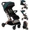 MoMi ESTELLE Passeggino Leggero per bambini da 6 mesi fino a 15 kg - pieghevole da viaggio, cinture a 5 punti, schienale reclinabile, cappottina estensibile, ruote EVA, posizione verticale da chiuso