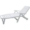 Bica Lettino Resina Cancun Bianco Con Ruote, 72X190X60Cm