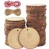 Bucomtu Dischi Legno Grezzo 7-8 cm,40 Pezzi Dischetti Legno con fori,Fette di legno natu