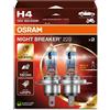OSRAM NIGHT BREAKER 220, H4, +220% di luminosità in più, lampada faro alogena, 6