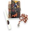 ovunque proteggimi Set Candela votiva San Michele con rosario. St. Michael Votive Candle.