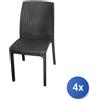 Bica 4x Sedia Virginia Bistro Antracite, 47X59X86Cm, Bica