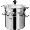 Lagostina Pastaiola In Acciaio Inox 18/10 + Coperchio In Vetro E Cestello Scolap