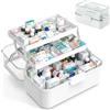 Relaxdays Scatola medicinali Relaxdays, 3 Livelli, Scomparto Pillole apribile, plastica, 17x28,5x15,5 cm, Bianca