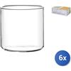 H&h 6x Bicchieri In Vetro Borosilicato Trasparente Fusion Multiuso, 45Cl