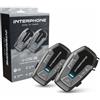 INTERPHONE U-Com6R - Doppio - Interfono Moto Bluetooth 5.2 Rimovibile e Batteria Integrata 15 ore Autonomia, Moto Moto 1 Km, Compatibile TFT e GPS, Impermeabile, Speaker 32mm, per tutti i Caschi
