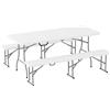 VivaGarden Set Birreria Pieghevole 3 Pz con Tavolo e 2 Panche Bianco/Grigio VivaGarden
