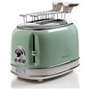 Ariete Tostapane Vintage 2 Fette 155, Tostiera con 6 Livelli di Tostatura, Espulsione Automatica, Funzione Defrost, Vassoio Raccoglibriciole Estraibile, Corpo in Acciaio Inox, 810W, Verde