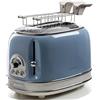 Ariete Tostapane Vintage 2 Fette 155, Tostiera con 6 Livelli di Tostatura, Espulsione Automatica, Funzione Defrost, Vassoio Raccoglibriciole Estraibile, Corpo in Acciaio Inox, 810W, Celeste