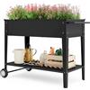 Orto Rialzato Con Ruote E Ripiano, Fioriera Da Giardino in Metallo 104X41X80 Cm,