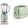Ariete 583 Frullatore Vntage, Stile Retrò, 1000 W, Capacità 1,5 L, 4 lame in acciaio inox, 4 velocità, Funzone tritaghiaccio, Verde & 155 Forno Vintage, Stile retrò, 810 W