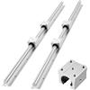 VEVOR Kit di Guide Lineari SBR25, Guide Lineari da 1200 mm 2 pezzi 4 Blocchi di Scorrimento con Cuscinetti, Set di Guida per Scorrimento Lineare per Macchine da Taglio, Rettifica, Fresatura