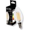 V-TAC VT-1986 LAMPADINA LED E14 4W CANDLE BULB C35 CANDELA FILAMENT VETRO TRASPARENTE