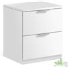 KIT COMODINO 2 CASSETTI STILE MODERNO BASSO CM.46X38X34 BIANCO CAMERA DA LETTO