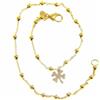 CAVIGLIERA IN ORO GIALLO E BIANCO, 18K, CON SFERE E QUADRIFIGLIO PENDENTE, 25 CM
