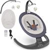LIONELO Ralf 2in1 Sdraietta dondolo per neonato da 0 fino a 9kg Altalena con 12 melodie programmate, Telecomando, Culla 5 velocità di dondolio, Blocco, Regolazione dello schienale Silenzioso Timer