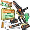 Mini Motosega a Batteria 21V Brushless - Kit Motosega Elettrica Con 2 Batterie 3