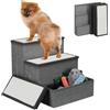 Relaxdays Scaletta a 3 Gradini per Cani e Gatti, Scala Pieghevole per Letto e Divano, Box, 39x40x49 cm, Grigio Bianco