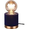RL LIVE YOUR LIGHT Reality Leuchten Judy R50691012 - Lampada da tavolo in metallo e ottone opaco, velluto blu, 1 lampadina E27