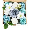 Scatola combinata fiori artificiali con rose realistiche gigli 26,5x26x6 cm