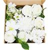Scatola combinata fiori artificiali con rose realistiche gigli 26,5x26x6 cm