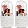 Lostwry 2 Pezzi Porta Pennelli Trucco con Coperchio, 360° Rotante Porta
