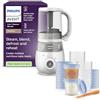 Philips Avent SCF883/01 EasyPappa Plus 4 in 1 Cuocipappa Multifunzione con Set Vasetti SCF721/20 per la Conservazione delle Pappe, 20 Pezzi