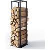 ® Legnaia in Metallo per Interni Ed Esterni 33X33X112 Cm, Portalegna Verticale S