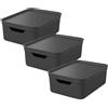 Rotho Kunststoff AG Jive Dekobox Set di 3 contenitori da 10l con coperchio, Plastica (PP