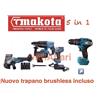 MAKOTA Kit 5 In 1 Motori Brushless Makota Flex Trapano Impulsi Avvitatore Tassellatore
