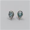 ORECCHINI BOTTONE CON TOPAZIO AZZURRO E ZIRCONI ORO IN BIANCO 18KT 3,4 GR (3257)