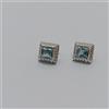 ORECCHINI A BOTTONE CON TOPAZIO AZZURRO E ZIRCONI ORO BIANCO 18KT 5,35 GR (3253)