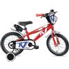BricoShop24 Bicicletta per Bambini 14" Rosso Rocket Rotelle Borraccia Trombetta