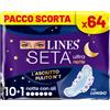LINES SETA ULTRA NOTTE con ali, Pacco scorta da 64 assorbenti per ciclo mestrual