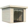 BricoShop24 Casetta da Giardino in Legno 28 mm 285x291 cm Porta a Vetro Scorrevole