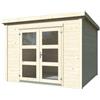 BricoShop24 Casetta in Legno Grezzo 28 mm 276x282 Blockhouse Porta Doppia Vetrata
