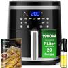 Aigostar 30IBT - Friggitrice ad Aria XXL,1900W, 7L, Air Fryer Senza Olio con 7 S