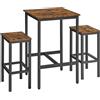 VASAGLE Tavolo Bar con 2 Sgabelli, Cucina Piccolo 60 x 60 x 90 cm, Ogni Sedia di