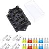 GZGXKJ 4 Way Portafusibili con 10 Fusibili a Lama Standard (5A 10A 15A 20A 25A)