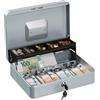 Relaxdays Cassetta di Sicurezza per Soldi, con Scomparto per Monete e 4 Vani per Banconote, 8,5x30,5x24,5 cm, Argentato