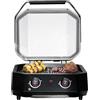 Cozze® E-500 Barbecue elettrico 2 zone - 2100 W, 230 V, area 51 x 39 cm, termometro digitale, 2 resistenze inox SS430, manopola LED, vaschetta raccogli-grassi, fino a 400°C