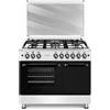 LAR.EL Cucina Gas LAR.EL 90x60 Inox 5 Fuochi Forno Elettrico Vano Bombola Tripla Corona