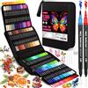 Purpledi Brush Pen Lettering, 120 Colori Pennarelli Doppia Punta Fine e