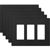 ELEGRP Placche decorative da parete a 3 moduli, senza viti, copertura in termoplastica infrangibile di medie dimensioni, per interruttore di uscita della presa, elencate UL (confezione da 5, nero