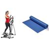 Sunny Health & Fitness Legacy Stepping Elliptical Machine, Ultra- Quiet Magnetic Belt Drive + Yoga Mat - Blue